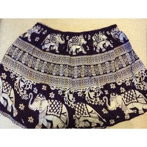 Purple Thai Elephant Shorts Expandable Waist Band